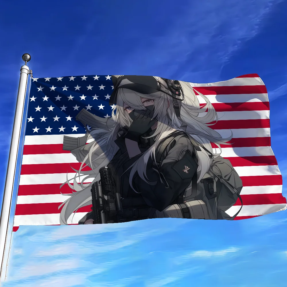 Anime Morale Girl USA flag For - Outdoor Camping Usa recension och pris