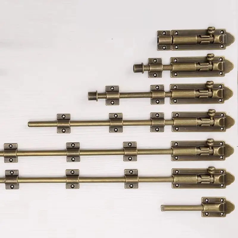 

Super Long 2PCS European Antique Solid Brass Door Bolts Security Gate Bolt Lock Latch Shed Gate Barrel Latch Hasp Locks+Screws