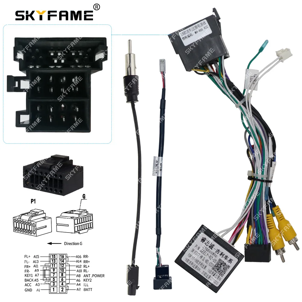 SKYFAME سيارة 16pin الأسلاك تسخير محول Canbus صندوق فك كابل الطاقة لجيلي Haoqing Vision X6/GX7 Emgrand X7 GEELY-RZ-05