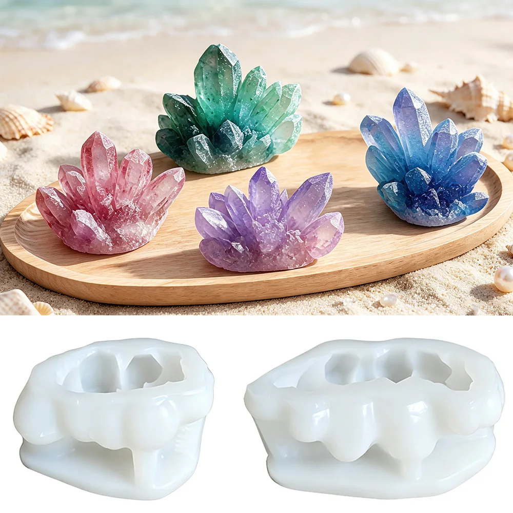 Crystal Cluster Silicone Mold Quartz Rock Resin Casting Mould DIY Epoxy Aromatherapy Ornament Keychain Pendant Craft