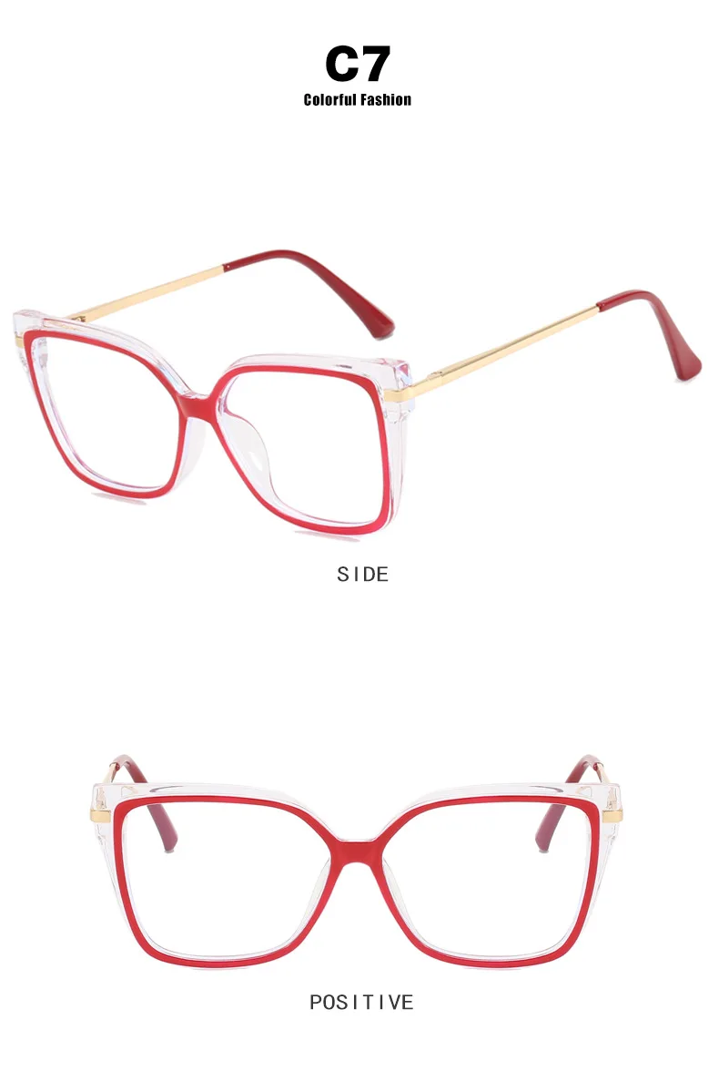 Modische Quadratische Cat-Eye-Brillenfassung aus TR90, 2025 Neue Mehrfarbige Option, Flachspiegel, Damen-Trendmodell, Einfache Blumenbrille – Detail 12