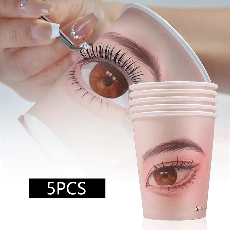 5Pcs Beauty Eyelash Practice Paper Cup Eyelash Extension Practice Beginner Lashes Training Disposable Paper Cups Multifunction