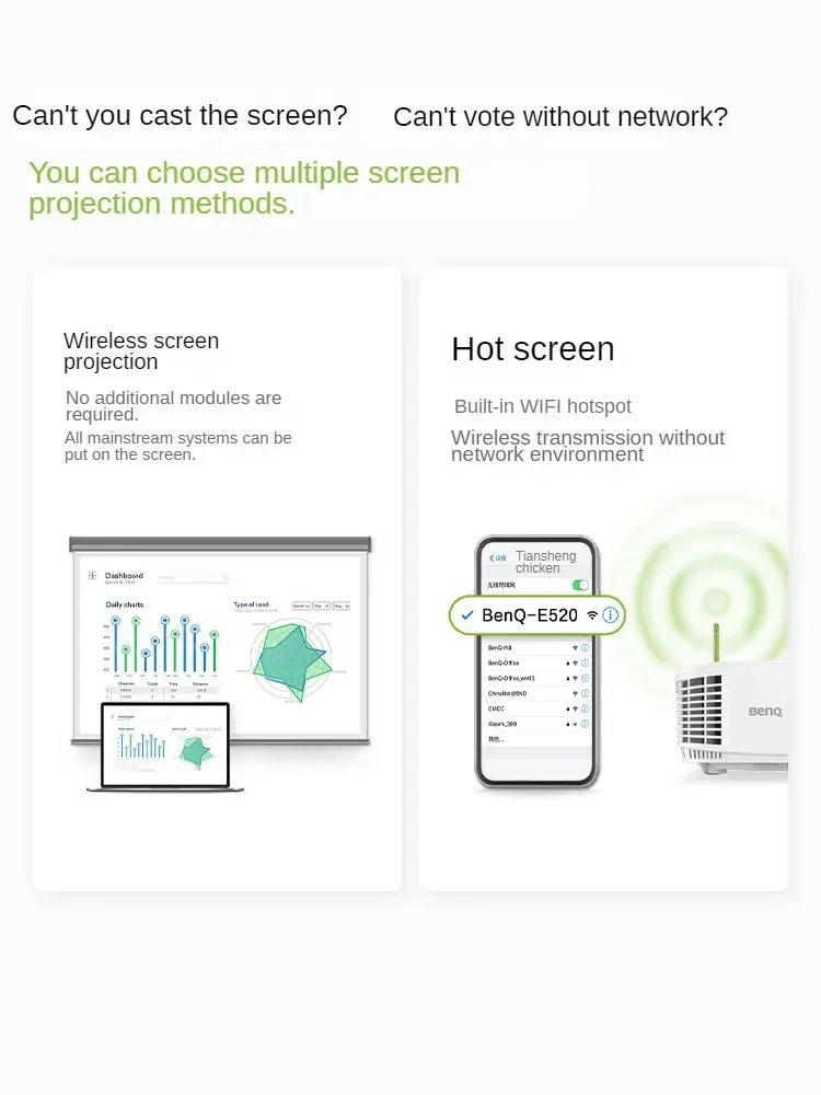 جهاز عرض BenQ E520 ثلاثي الأبعاد DLP 3600 لومن أجهزة عرض ذكية تسليط الضوء على مكتب مؤتمر شاشة منزلية جهاز عرض benq عالي الوضوح