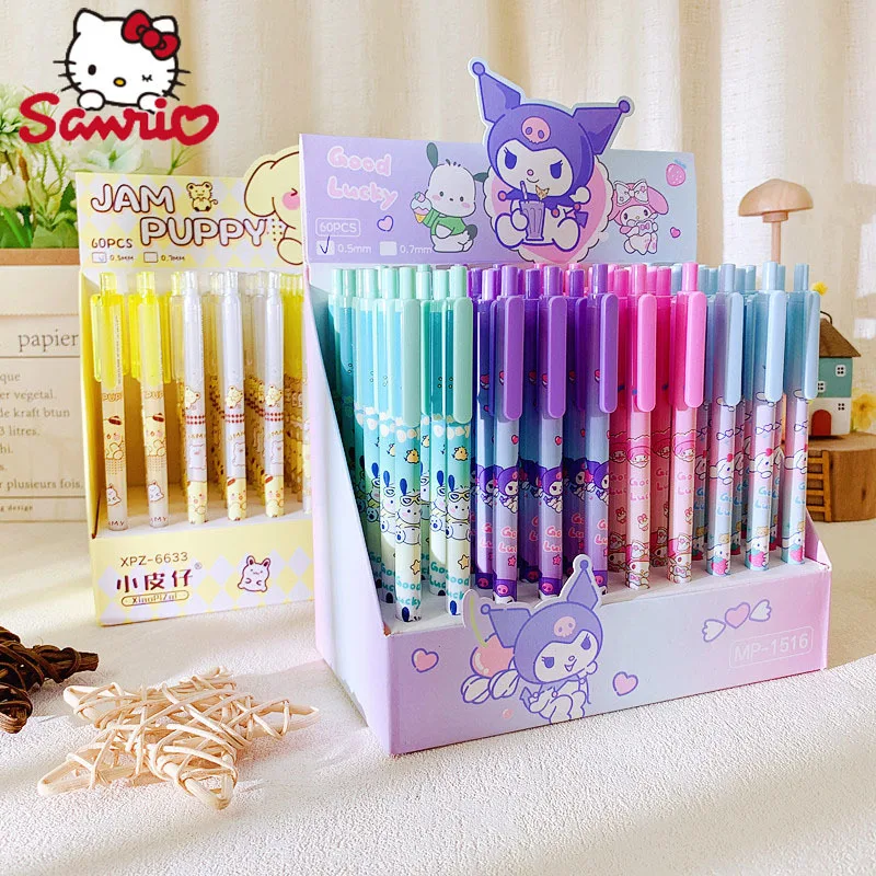 sanrio imprensa lapis mecanica kawaii pom purin kuromi dos desenhos animados imprensa automatica estudante papelaria presente 05 mm 60 pcs 01