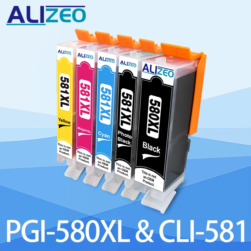 

ALIZEO PGI-580 XL CLI-581 XXL Ink Cartridge For Canon 580 Compatible TS8150 TS6150 TS8250 TS6151 TR8550 7550 8151 9150 Printer