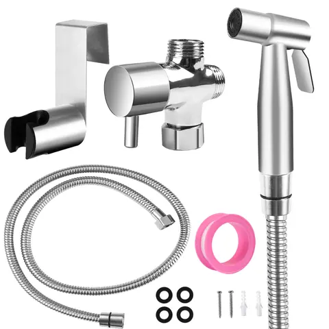 Handheld Bidet Sprayer for Toilet - Bidets for Existing Toilets Adjustable Water Pressure with Bidet Hose for Feminine Wash, Stainless Steel Muslim Shower Jet Spray for Toilet