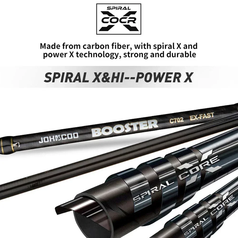 Ex-Fast Fishing Rod 2.1m 2.4m Carbon Rod ML/M 2 Tips 5-28g Spinning Casting Light Jigging 2 Sections Johncoo booster