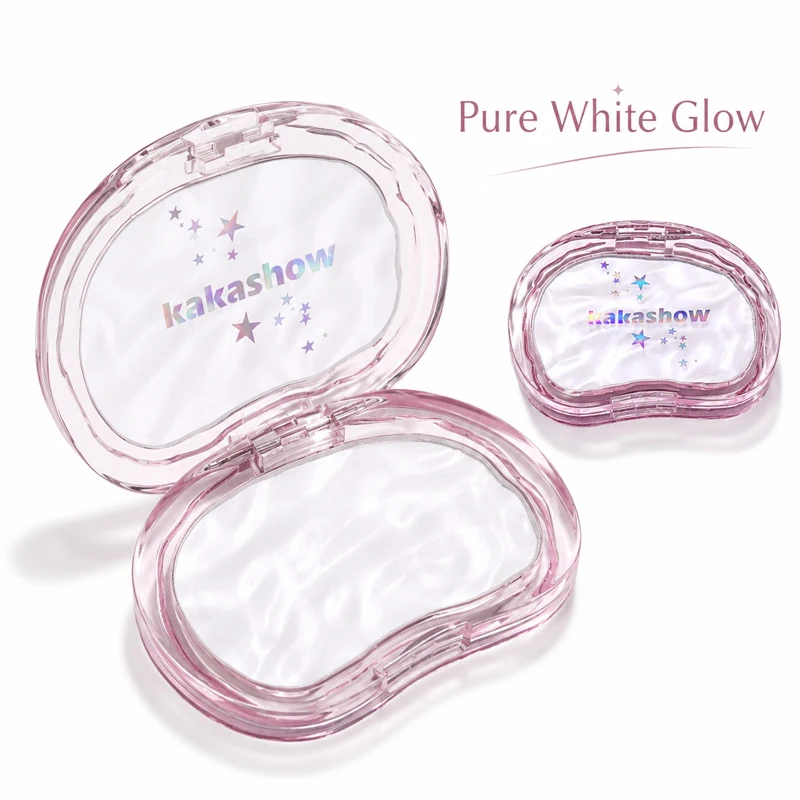 KAKASHOW Pure White Highlighter Powder Ultra-Fine Pearl Shimmer Long Lasting Waterproof Face Eye Illuminator Compact