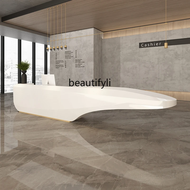 Cashier Bar Counter Company Reception Desk Customized Special-Shaped Light Luxury Beauty Agency Contact Information Desk