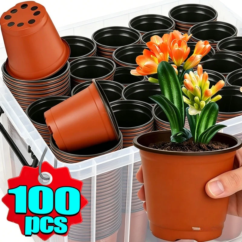 100/20pcs Disposable Flower Seedling Pot Nutrient Tray Simple Plastic Planting Cup Grow Box Home Garden Nursery Potted Container