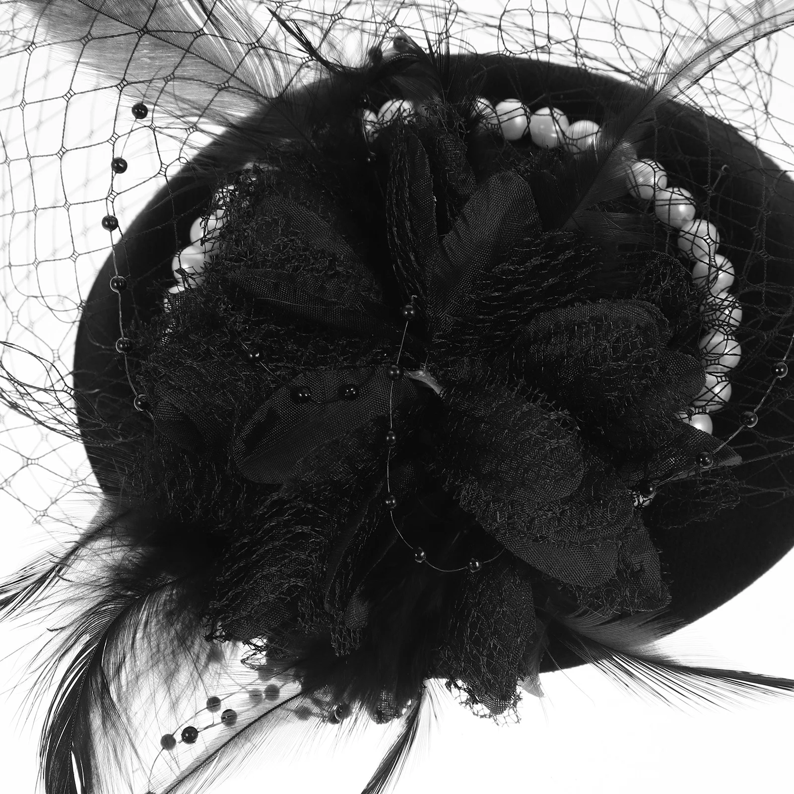 

Bride Fascinator Headband Vintage Plume Net Veil Small Hat Shape Lightweight Women Headdress For Wedding Tea Party Banquet