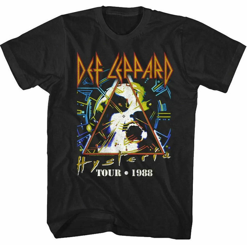 Camiseta de hombre Def Leppard Hysteria 1988 Tour con estampado, unisex, estilo casual urbano, de manga corta para hombre y mujer.