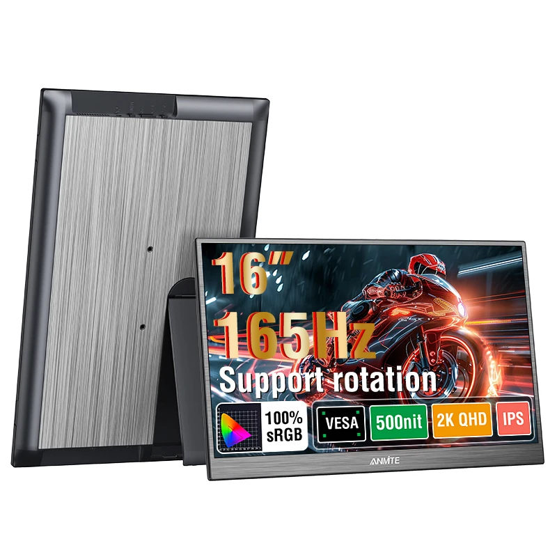 Anmite 16-Inch 2.5K Portable Touch Monitor 165Hz Non-touch Optional  For XBox PS4 / 5 Switch Cell Phone PC Loptop Extension