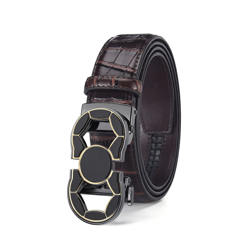 Genuine Leather Automatic Buckle Men's Belt, High-end Business Belt, Men's Style, Thick and Durable