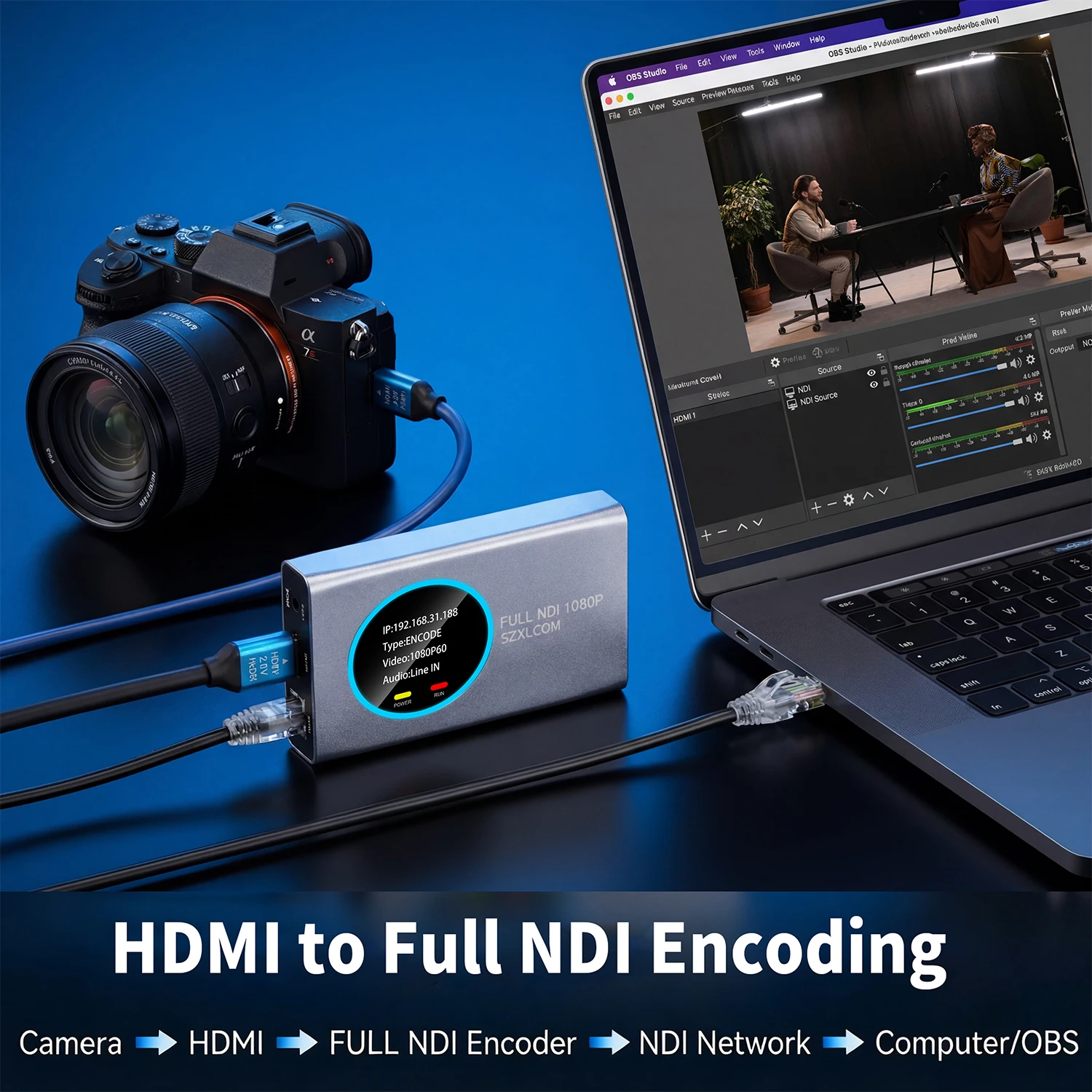 

Конвертер HDMI в NDI, кодек NDI, видеопередатчик-декодер, оборудование для прямой трансляции, 1080P60, HD-видеоконференции