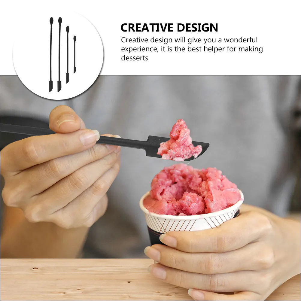 

4pcs Silicone Spatulas Travel Size Lightweight Dessert Jam Scrapers Baking Tools Cream Spatulas Flexible Safe Healthy