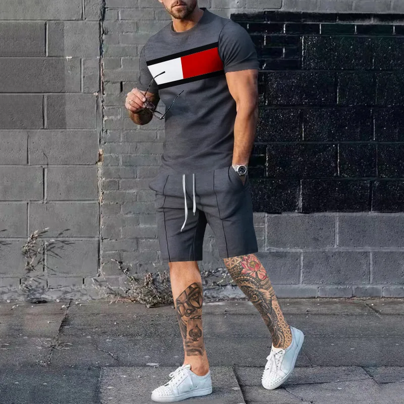 

Men's T-shirt set Luxury fashion sportswear shorts 2-piece suit Casual summer men's clothing Beach short-sleeved street wear