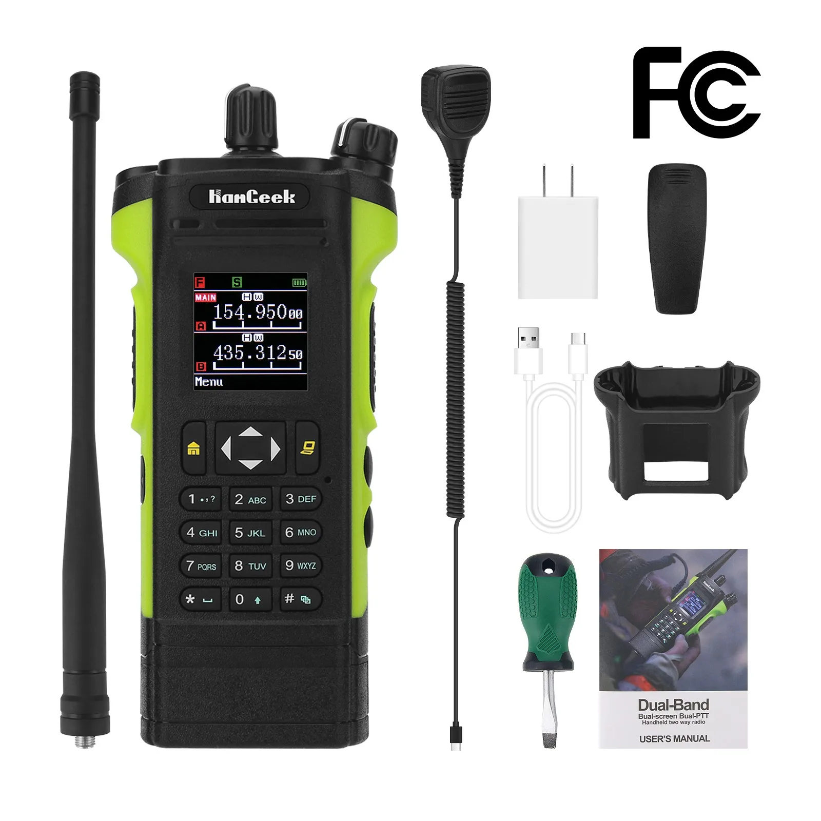 HAMGEEK APX-8000 12W VHF UHF Walkie Talkie Dual Band Radio Dual PTT With Handheld Microphone