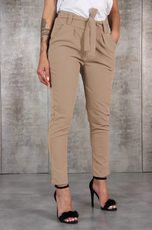 XIZOU Spring Summer Autumn Casual Slim Chiffon Thin Pants For Women High Waist Black Khaki Green Pants Commuting Woman Trousers