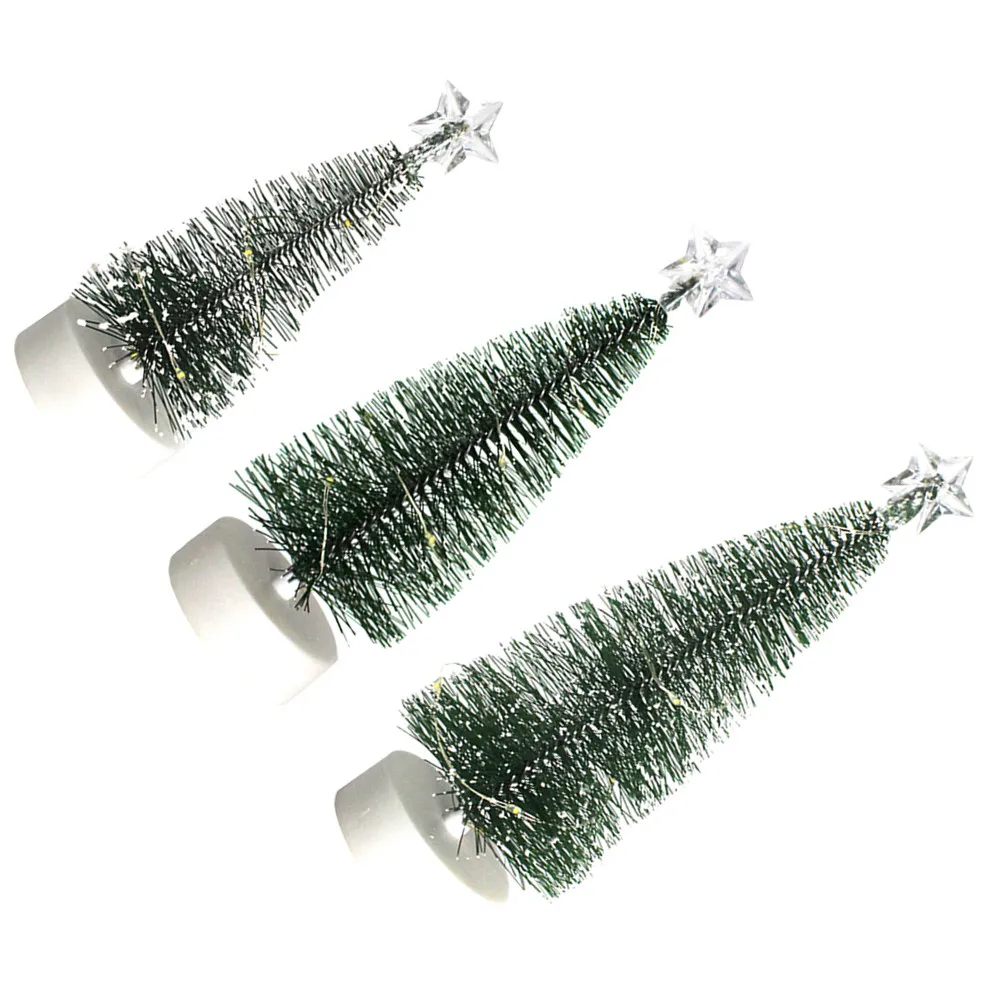 

Набор из 3 миниатюрных светодиодных елок для декора - Новогодние украшения для рабочего стола, бесплатные принадлежности для рождественской вечеринки, подарок для дома и офиса, праздничный сувенир