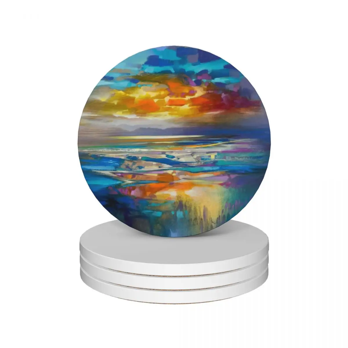 

Liquid Cyan Ceramic Coasters (Set of 4) set cute animal Coasters