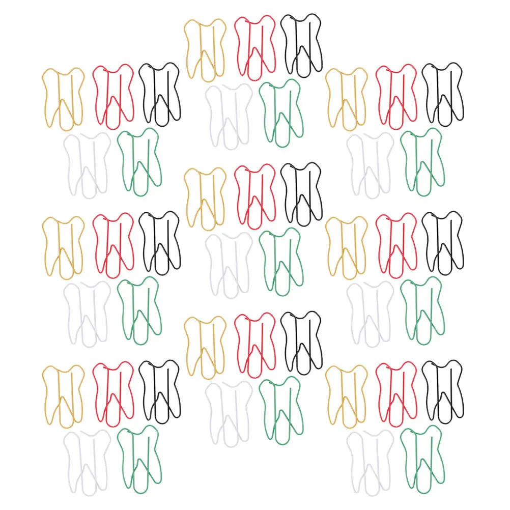 

60pcs Tooth Shaped Paper Memo Bookmark Cute Office Stationery Document Sorting Metal Book Page Markers Business Card Holders