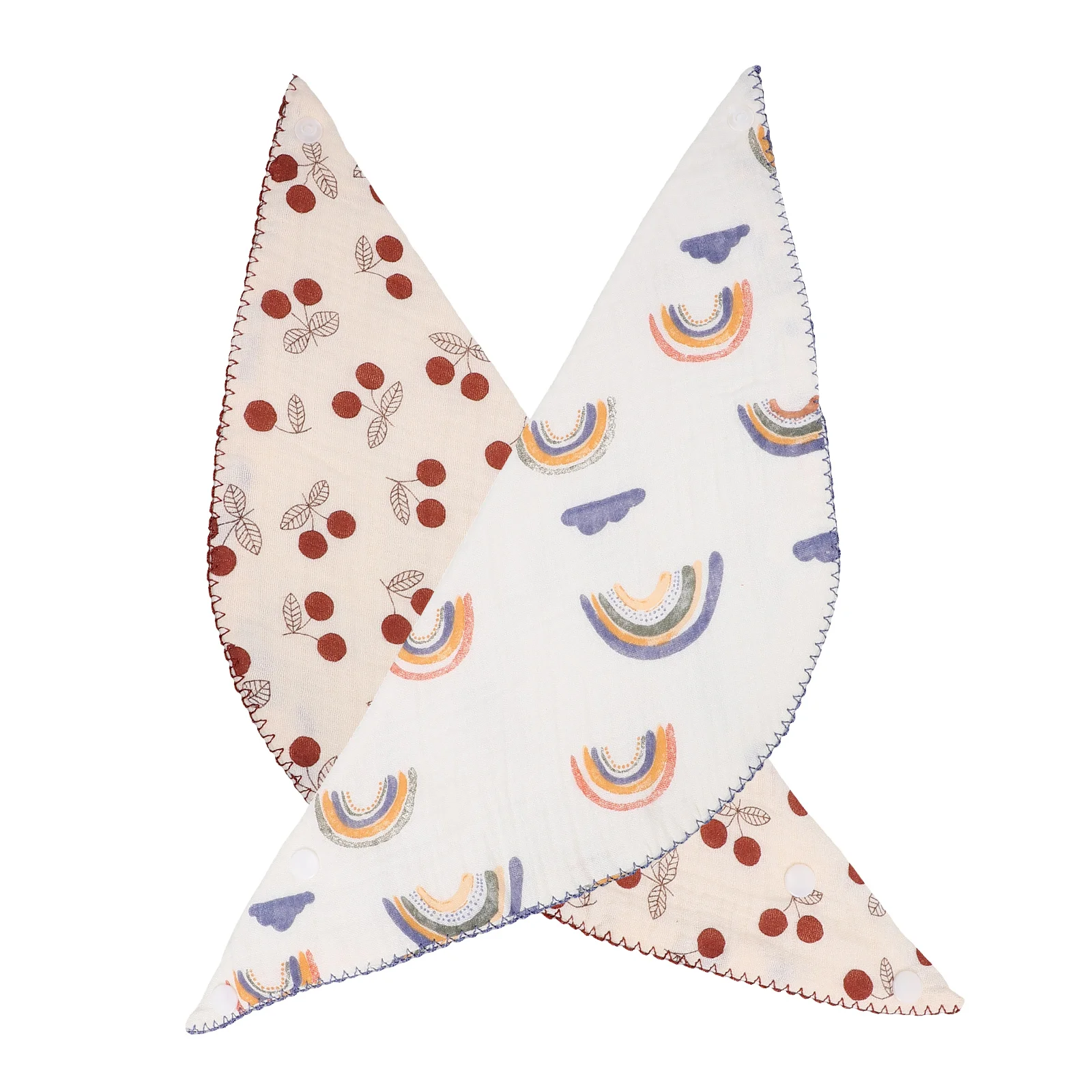

2pcs Baby Girl Bibs Cotton Drooling Absorbent Feeding Small Cherry Large Rainbow Muslin Toddler Saliva Bandana Newborn Soft