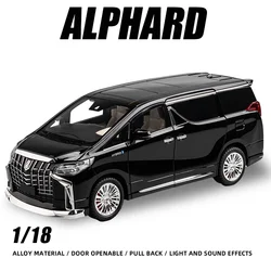 1:18 Alphard Alloy Model Car Toy Boy Luxury MPV Diecast Metal Vehicle Electric version One Piece Hot Wheels Miniature Gift