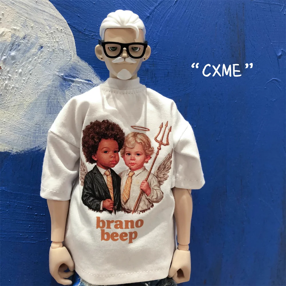 T-shirt ample et décontracté pour hommes, échelle 1/6, mode Hip Hop imprimé, surdimensionné, manches courtes, hauts pour jouets modèles de figurine d'action 12 pouces