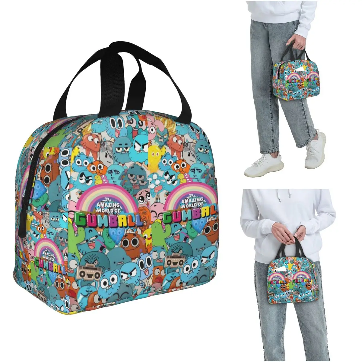 The Amazing World Of Gumball Insulated Lunch Bag for Women Children Portable Food Boxes Thermal Lunch Box Tote