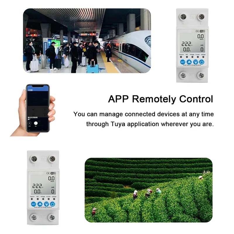 A37T-2P Tuya Wifi Intelligent Leakage Protecting Switch 63A Current Voltage Monitoring Circuit Breaker Timer Power Meter Durable