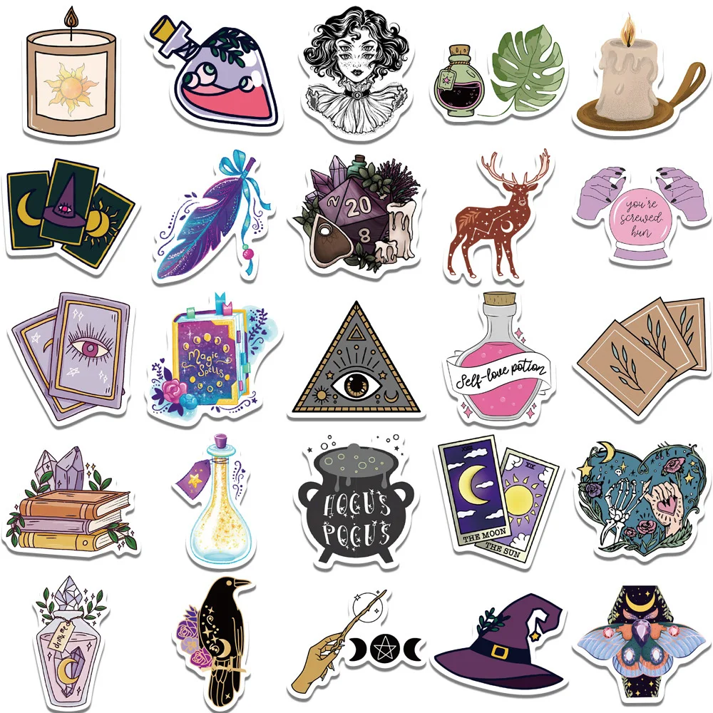 10/30/50/100 قطعة خمر القوطية بوهيميا الساحرة ملصقات علم التنجيم صيدلية الشارات سجل القصاصات المحمول الهاتف البلاستيكية ملصق الديكور