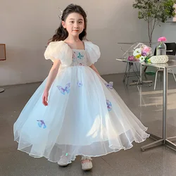 2024 new fashion girls' white bow Lolita dress in summer is fresh and breathable, and foreign girls must have fairy dresses