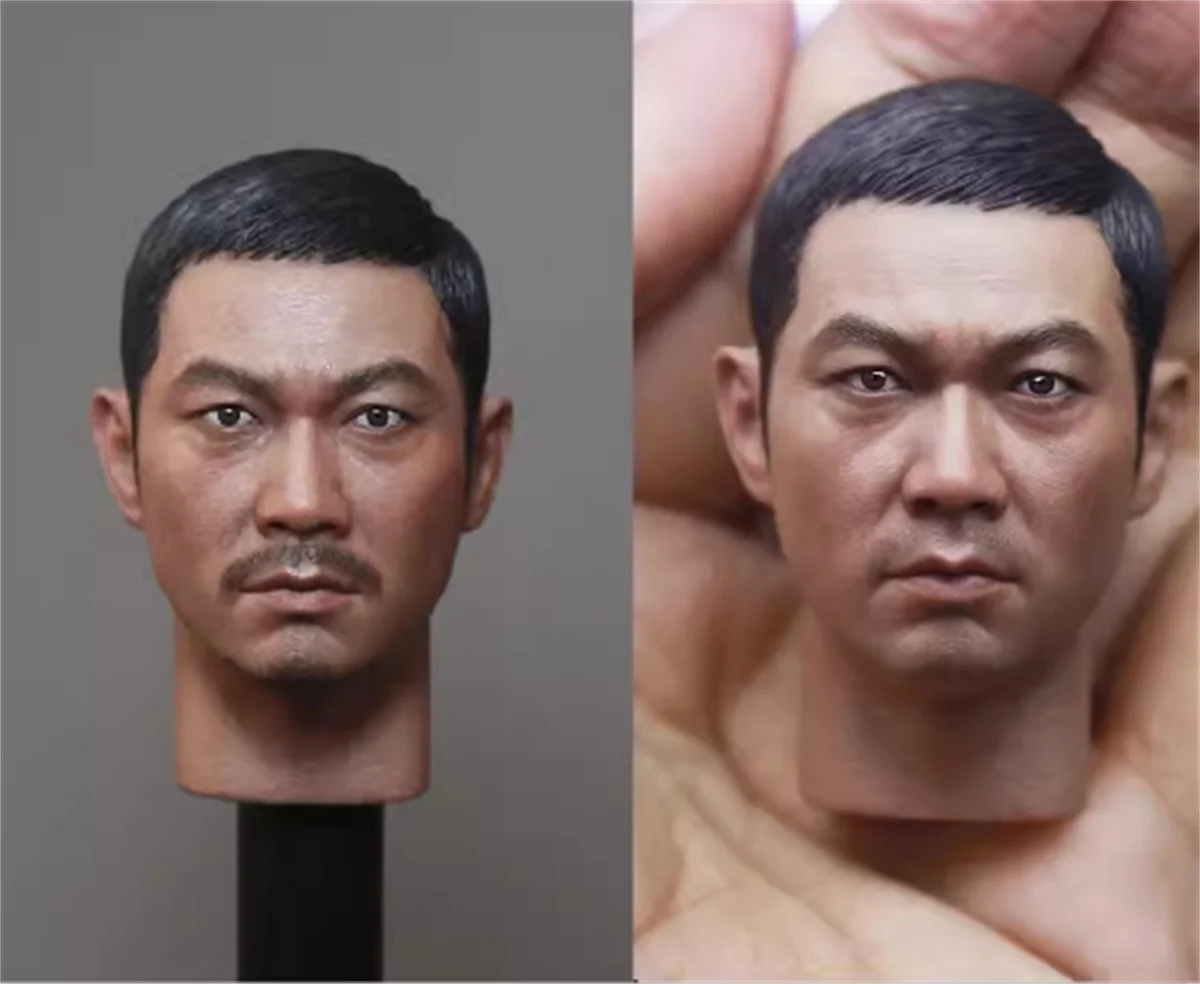 

1/6 Asian Man Soldier Head Sculpt TM017B No Bear TM017A Beared Delicate Painted Carving Model Toys For 12" For 12" Action Figure