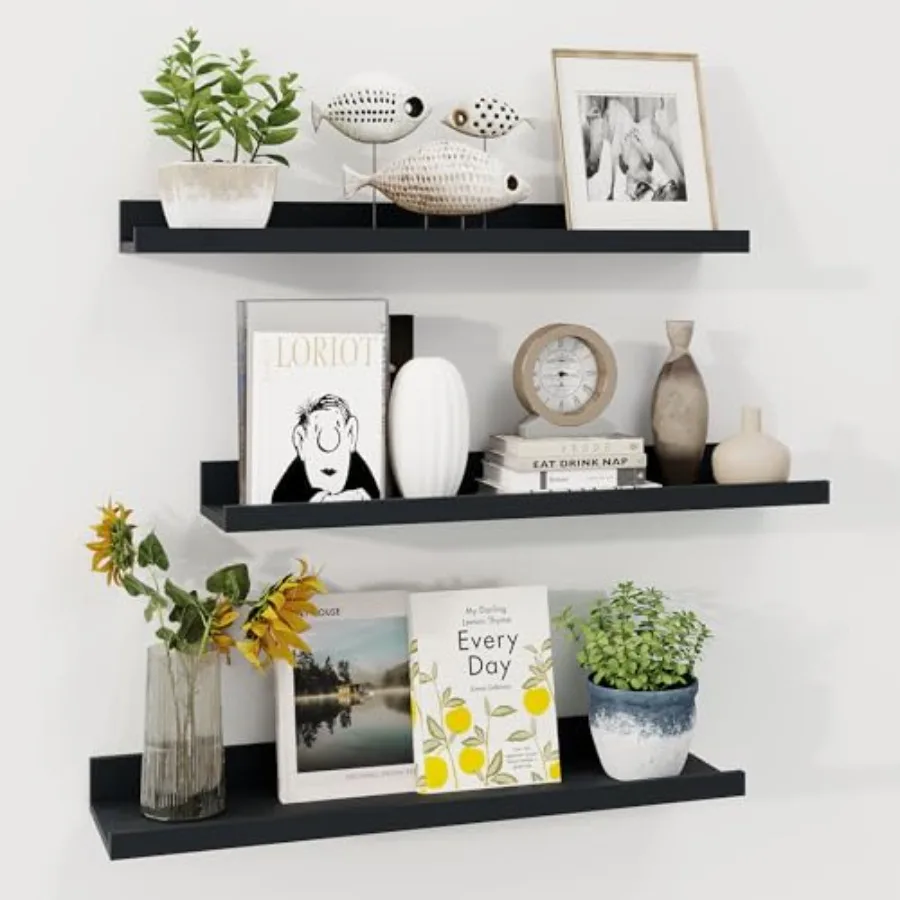 

Набор из 3-х настенных полок-подставок для картин в деревенском стиле с бортиком. Деревянные полки для фотографий.