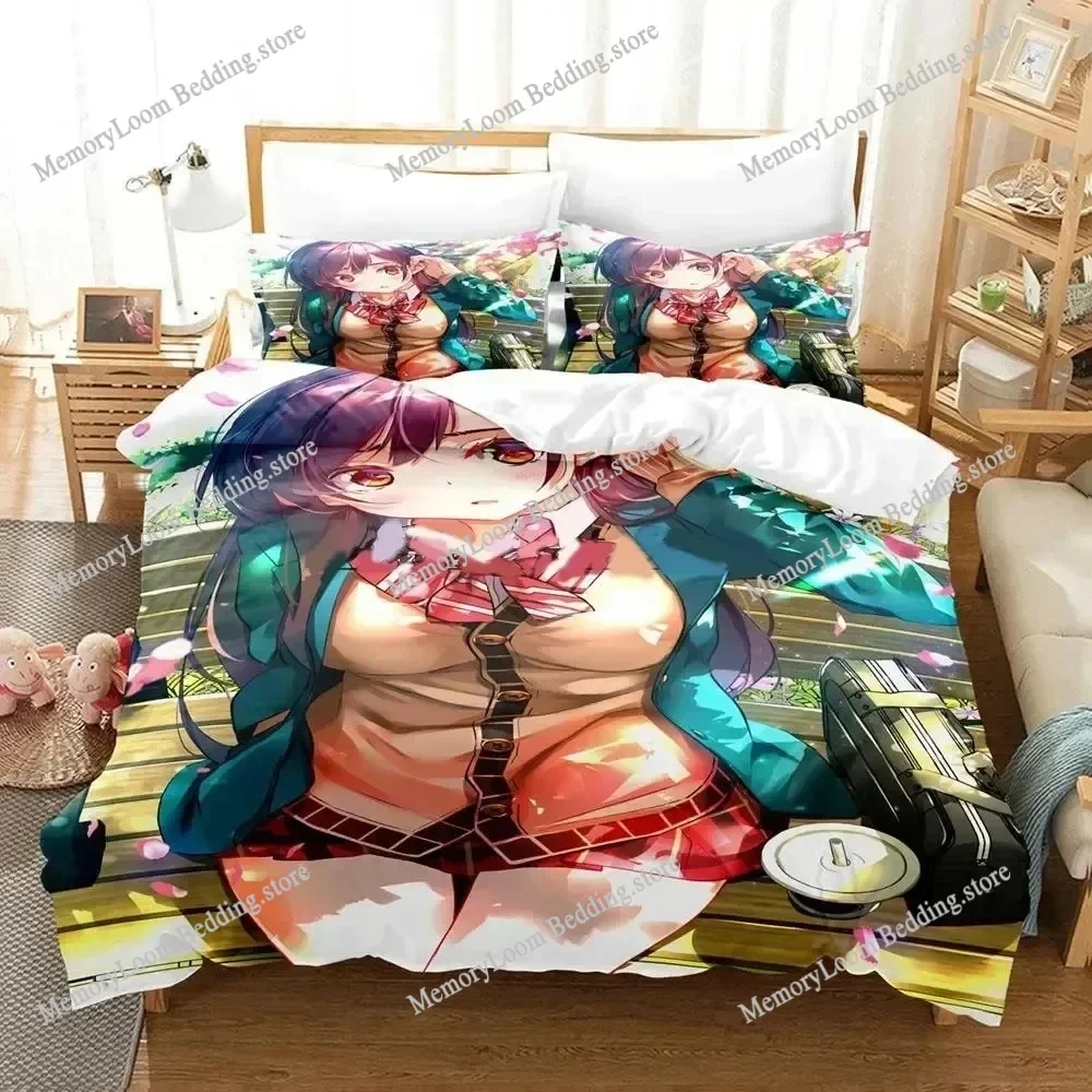 Anime Character Cute Rent A Girlfriend Bedding Set Full/Queen/King Size Duvet Cover Pillowcase Kids Adult Soft Home Textile Set