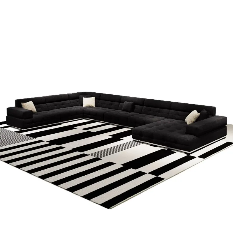 Sofa combination fabric upgraded designer sofa, dark high backrest straight corner princess sofa