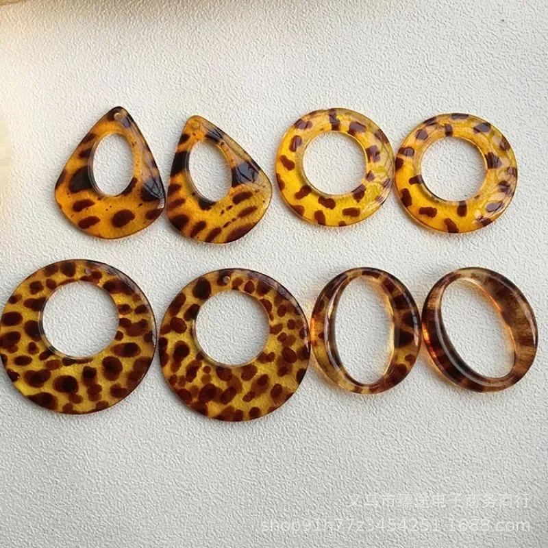 5pcs Translucent Geometric Circle Oval Leopard Ring Frame Resin for DIY Jewelry Making Hollow Waterdrop Earrings Accessories