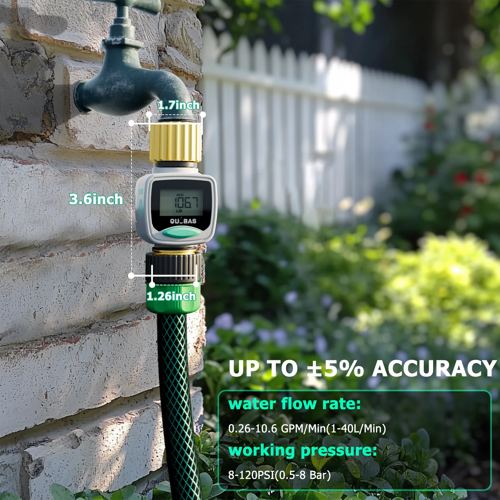 2 عبوة من مقياس تدفق المياه مع مدخل ومخرج نحاسي، قياس استهلاك الجالون/الليتر ومعدل التدفق لملء خزان المياه RV