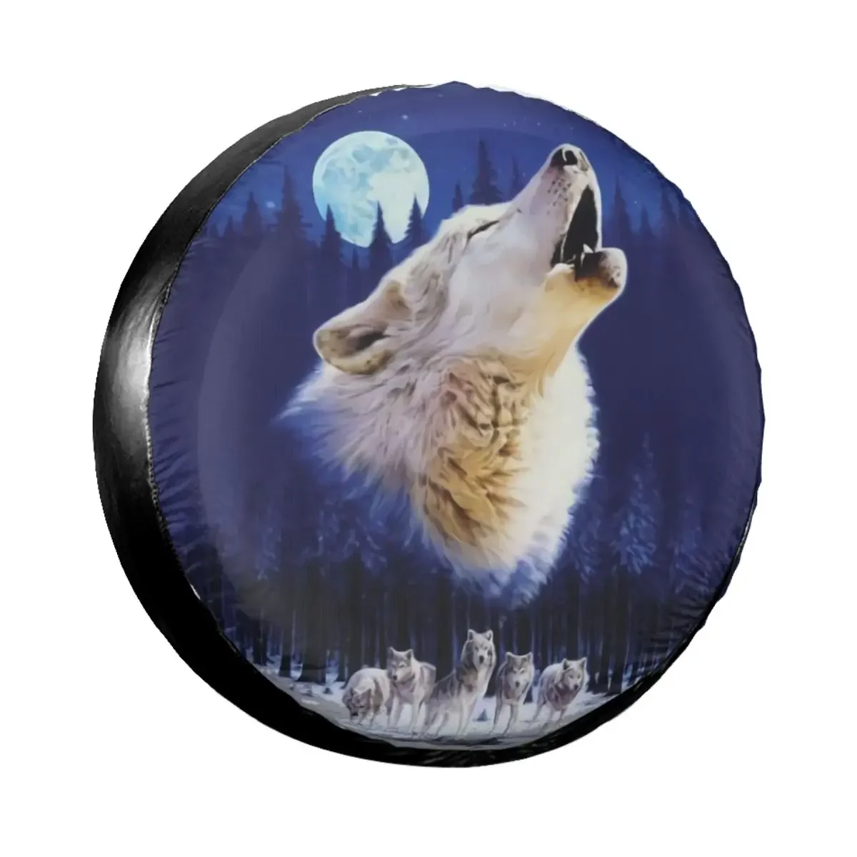 Wolf Roar Spare Tire Cover for Jeep Hummer Moon Animal Moonlight Dust-Proof Car Wheel Covers 14