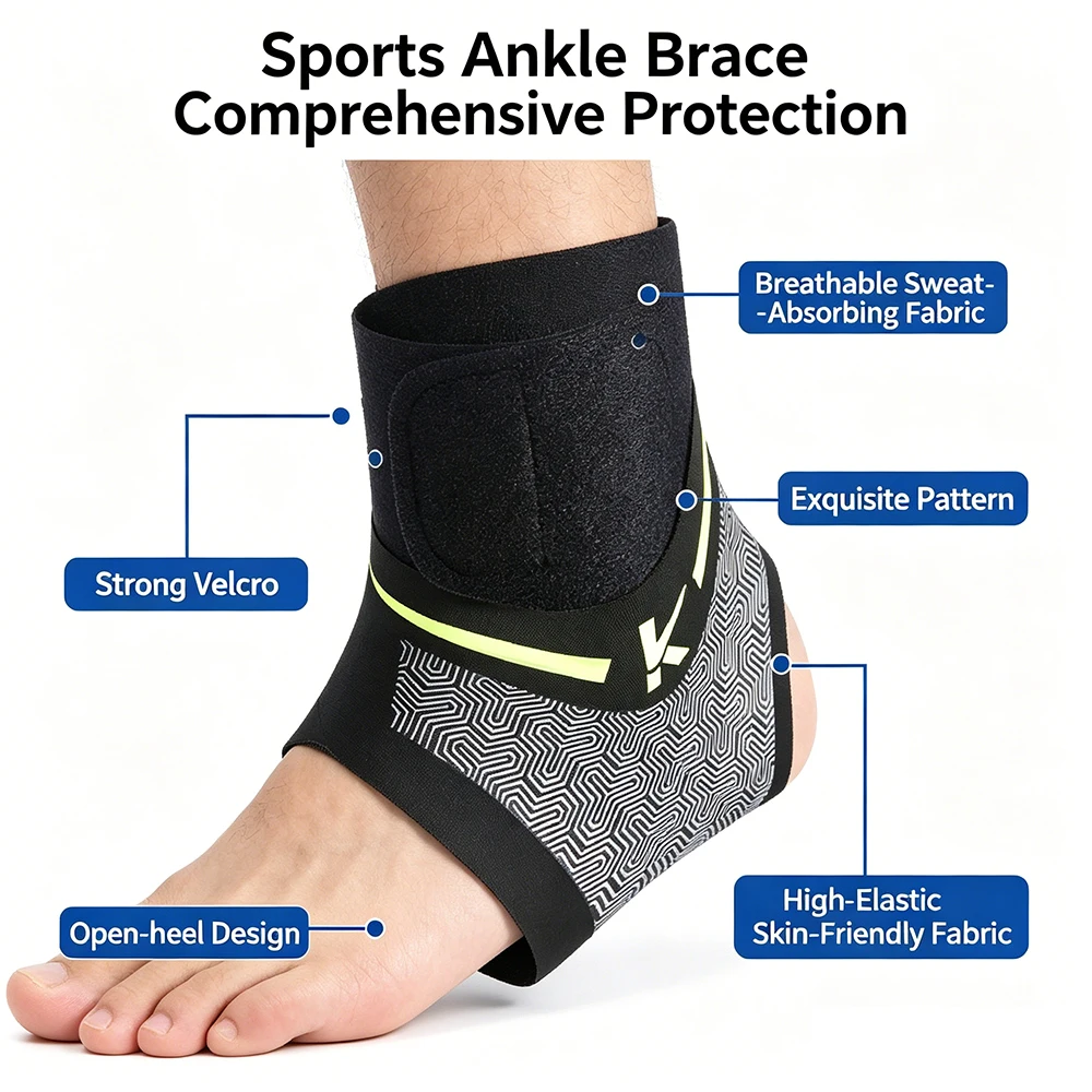 1 Pair Elastic Ankle Brace Wrap - Adjustable Breathable Support for Athletic Sports, Anti-Twist Ankle Protector for Basketball