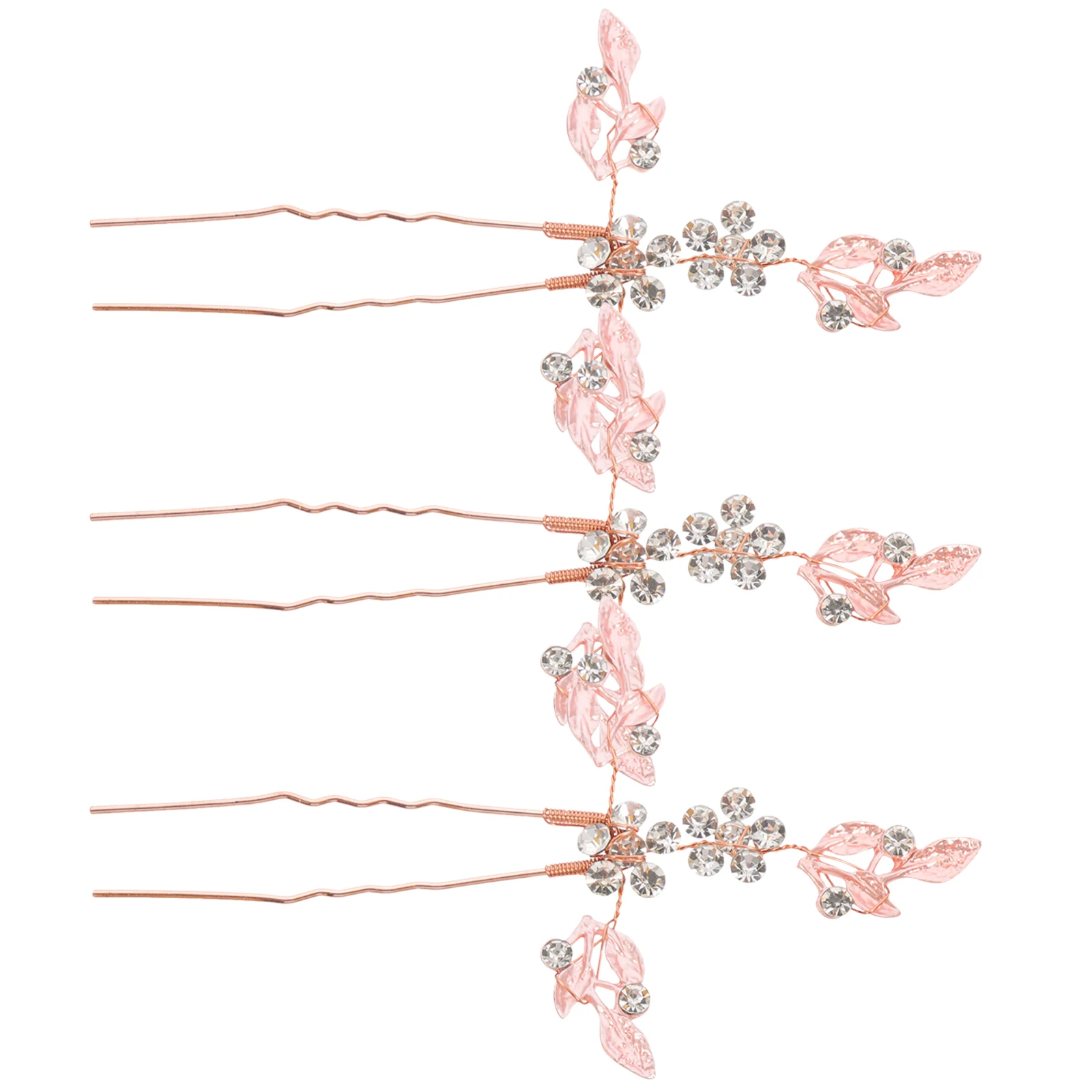 

3 Pcs Leaf Hairpin Crystal Pearl Accessories Women Hair Stick Bun Fork Girls Chopsticks Travel Lightweight Compact Size Sturdy