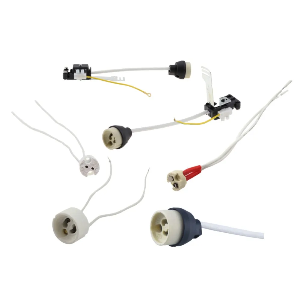 MR16 GU10 Lamp Holder Bulb Base with Wire Ceramic Halogen Socket Pottery Adapter Extension Wire Connector for LED Halogen Light