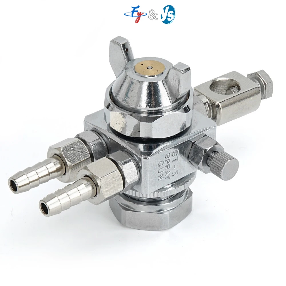 Premium Mini ST-5 ST-6 Automatic Spray Gun, 0.5-2.0mm Nozzle Low Pressure Sprayer with Adjustable Flat Fan & Round Cone Nozzle