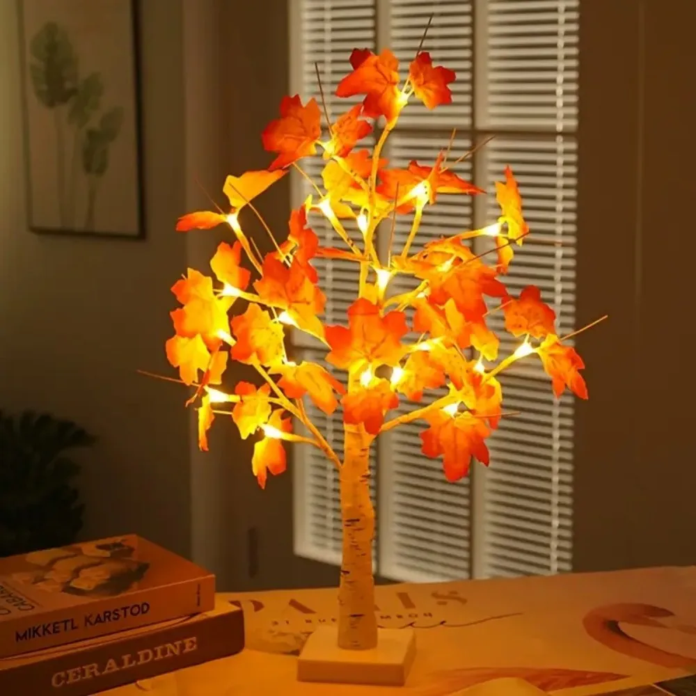 

1PC 24LED Halloween red maple tree light, battery box (without battery),suitable for home,wedding,indoor,party decoration