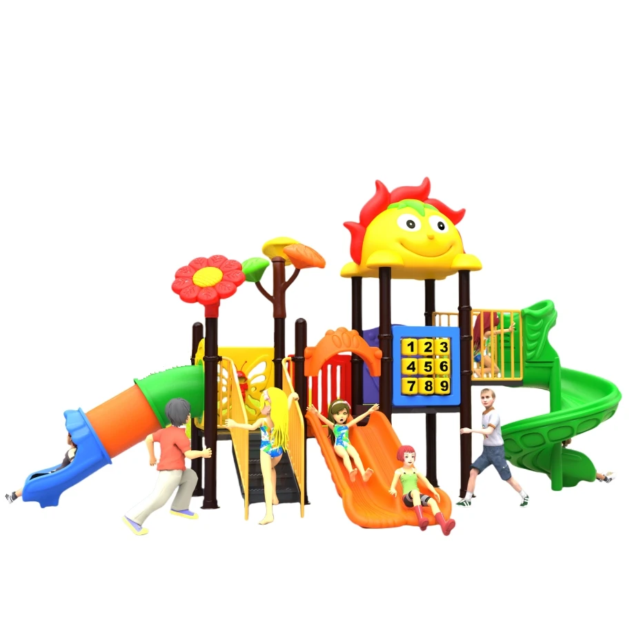 Factory Direct Sale Combination Slide Multi-Color Kids Equipment Park Games Playground Outdoor Plastic Slides