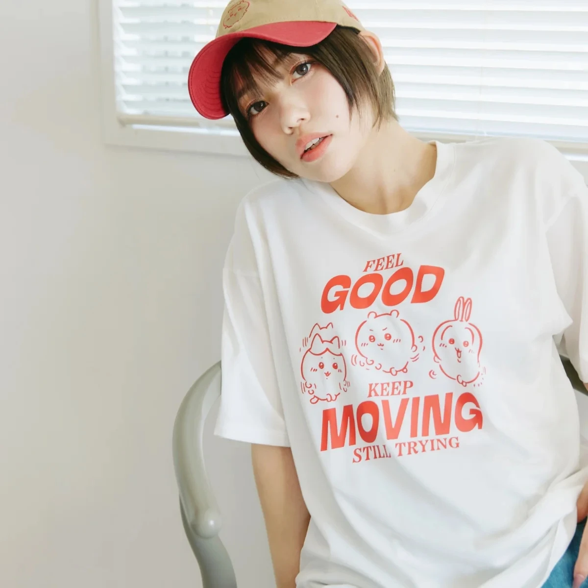 2026 Chiikawa Little Peach Mouse Ancient House Summer Parent Child Pure Cotton T-shirt Comfortable, Breathable, High Quality