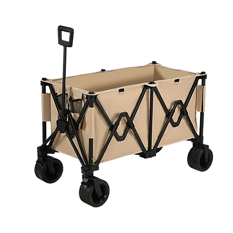 Reinforced Steel Frame Four-Wheel Foldable Wagon 150kg Load All-Terrain Beach Cart for Tools XL