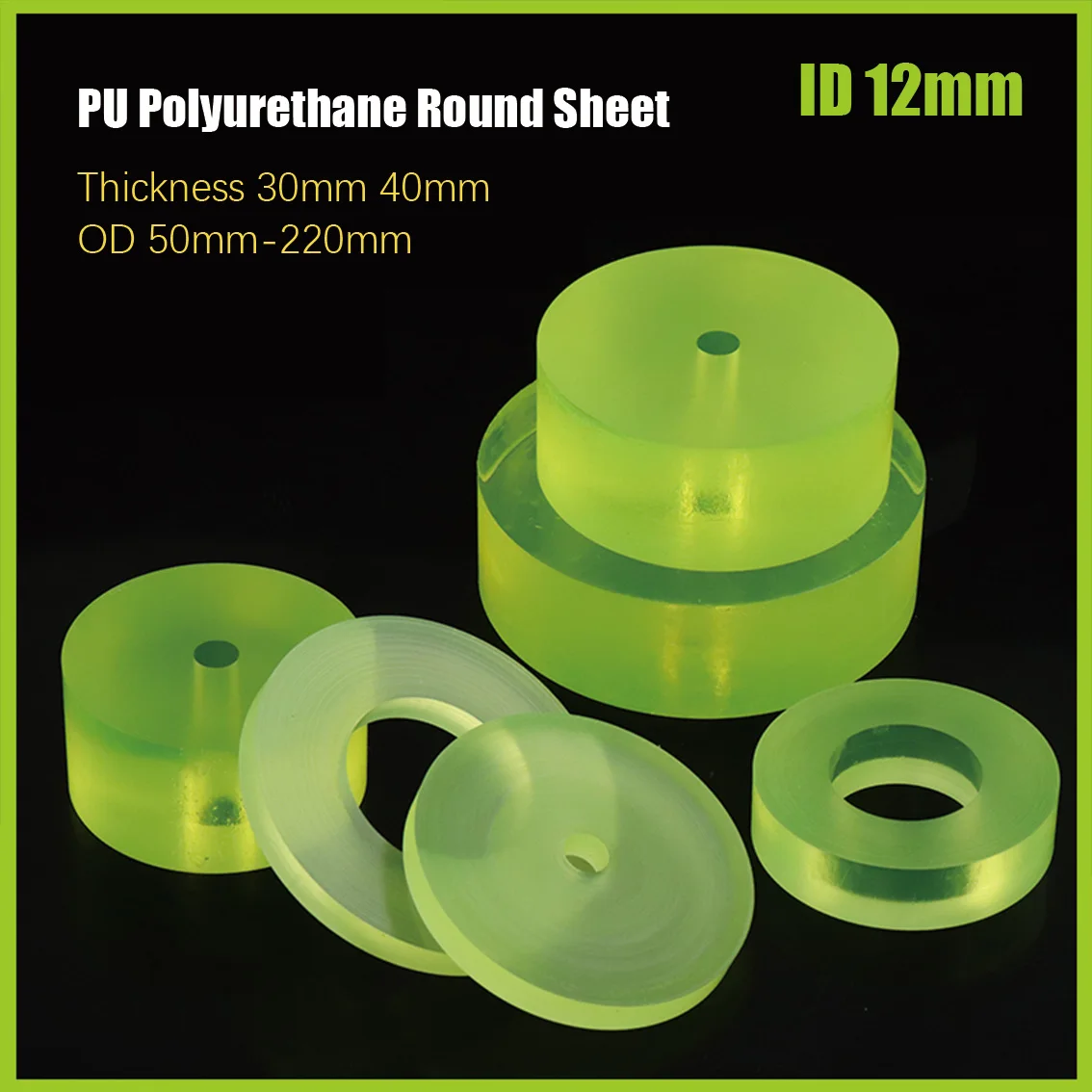 1Pcs Polyurethane Hollow Gaskets Aperture 12mm Thick 30mm 40mm PU Plastic Pipe Elastic column Shock Absorber With OD 50~220mm