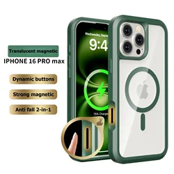 Matte Transparent for MagSafe Magnetic Ott Case Box for IPhone 16 15 14 Plus 13 Pro Max Camera Control Button Shockproof Cover